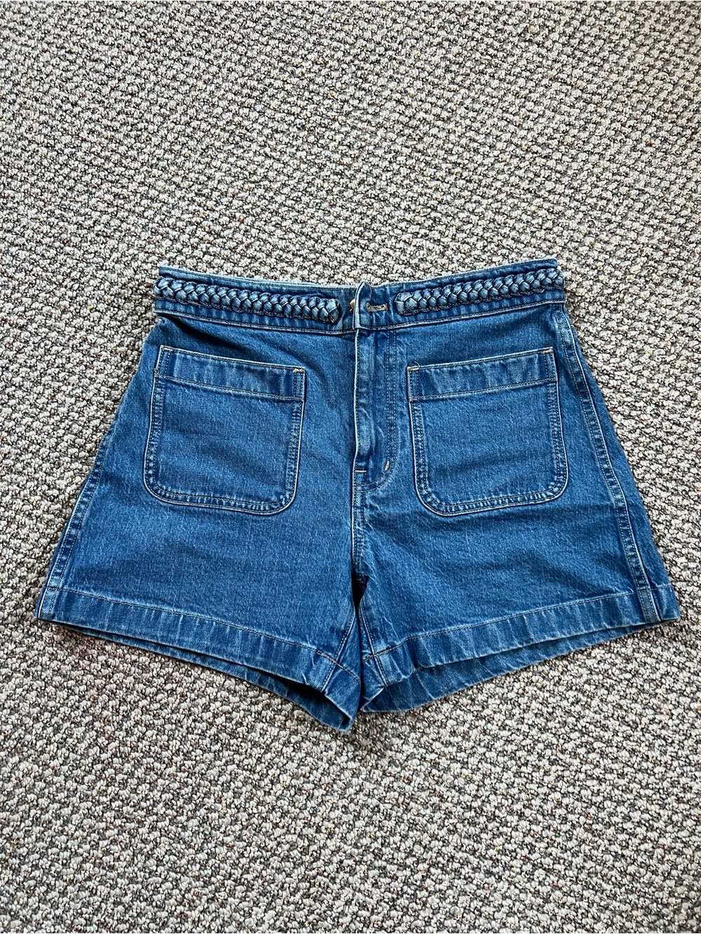 Madewell x Lisa Says Gah Braided-Waist Medium Wash Denim Shorts size 25